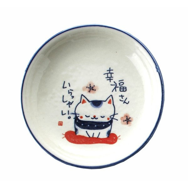 日本製 瀨戶燒 藍染福氣貓 5吋盤 | 點心盤 蛋糕盤 圓盤 小盤子 貓奴的碗