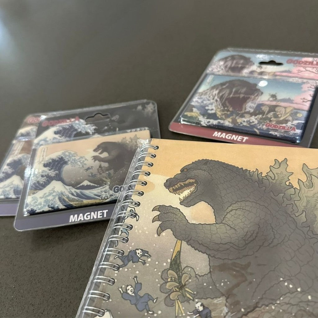 日本限定【Godzilla】浮世繪x哥吉拉 巨型磁鐵 | 富嶽三十六景 浮世繪磁鐵 筆記本