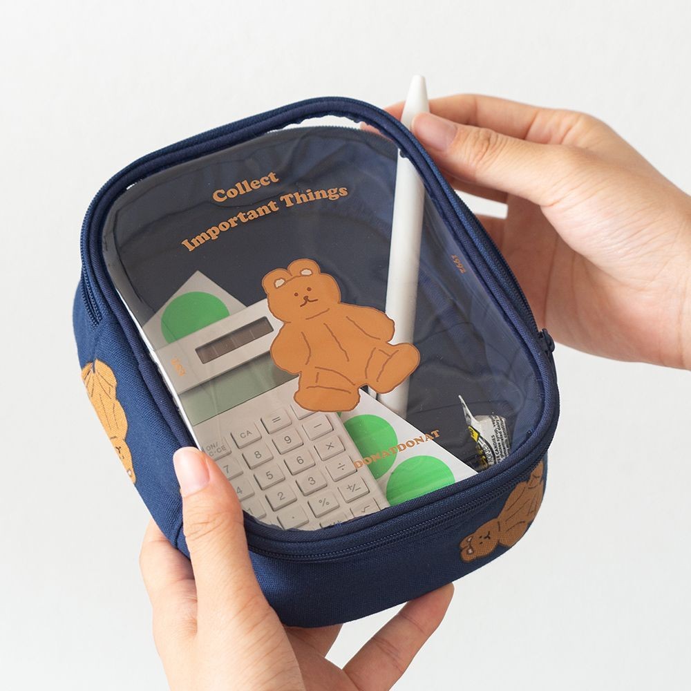 韓國 Romane 透明化裝包/鉛筆盒 | PVC化妝包 拉鍊化妝包 筆袋 小物收納包