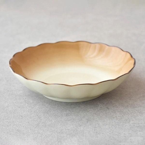 日本製 透明十草陶瓷深盤 20.9cm|水果盤 沙拉盤 涼麵盤