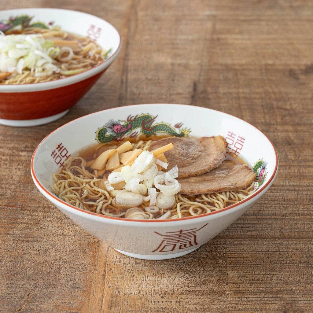 日本製 美濃燒 白龍復古拉麵碗 | 910/1400cc 中華料理 白卷龍 壽碗公