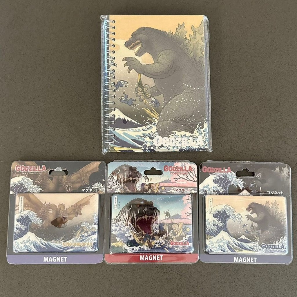 日本限定【Godzilla】浮世繪x哥吉拉 巨型磁鐵 | 富嶽三十六景 浮世繪磁鐵 筆記本