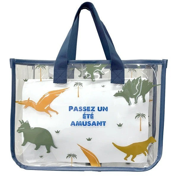 日本 jou jou lier 防水PVC透明兒童收納包 | 沙灘包 游泳袋 防水托特包