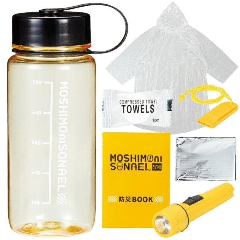 日本直送 7合1防災瓶 緊急避難包 Mochigoo 防災 地震避難 戶外 車用 便攜 保溫毯 壓縮毛巾