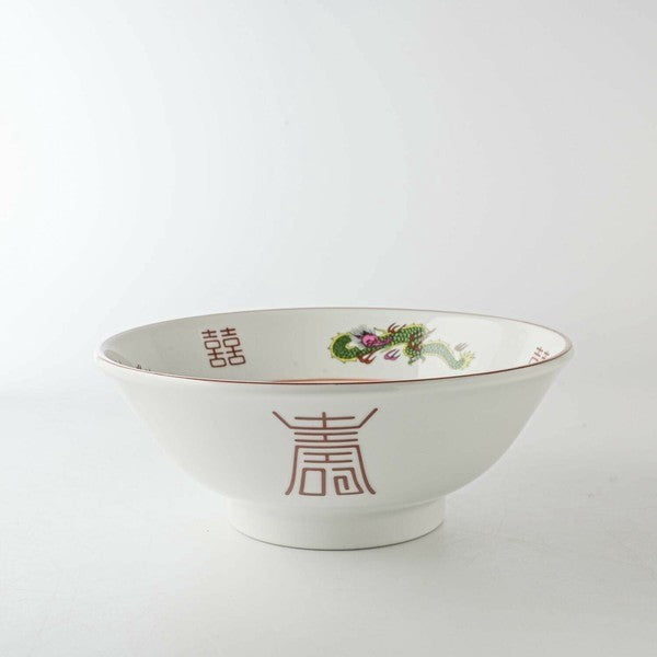 日本製 美濃燒 白龍復古拉麵碗 | 910/1400cc 中華料理 白卷龍 壽碗公