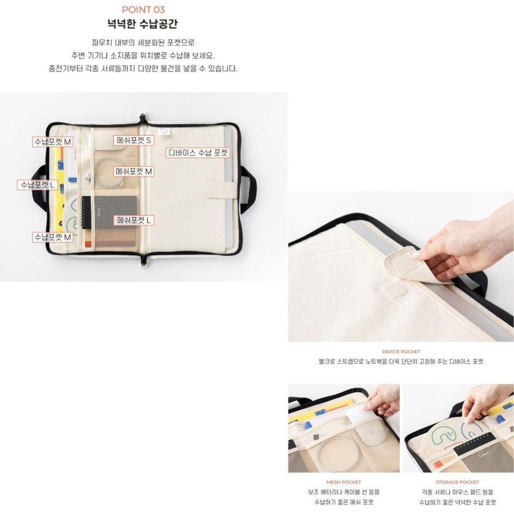 韓國 Romane 早午餐兄弟 米色 黑色 貴賓狗 15吋手提筆電包|電腦包 平板包