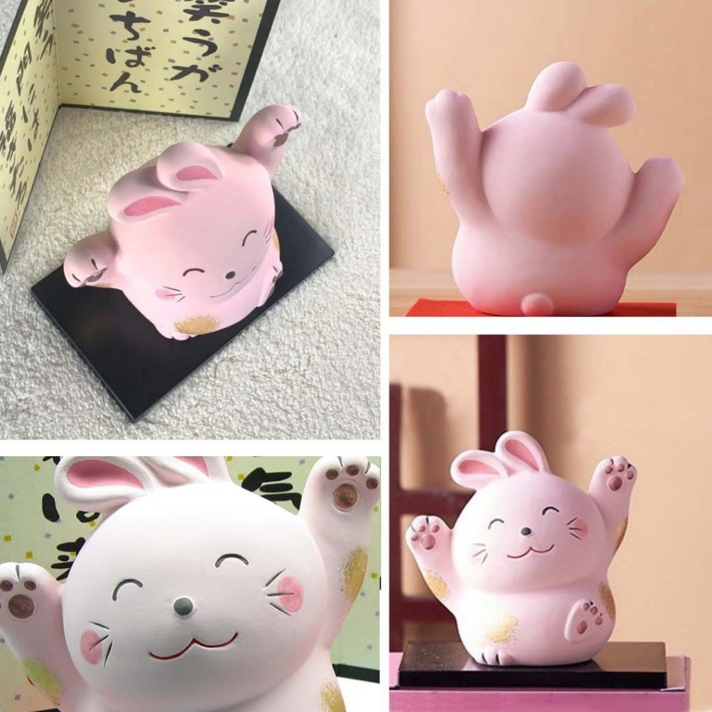 日本製 萬古燒 元氣招財貓 陶瓷 招財 福兔 吉祥擺件 招福開運 擺飾 玄關 客廳裝飾 送禮