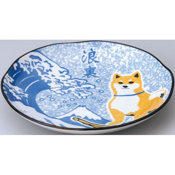 日本製 柴犬浪裏/淺草/京都碗盤 | 柴犬碗 紀念性禮物 浮世繪 碗盤