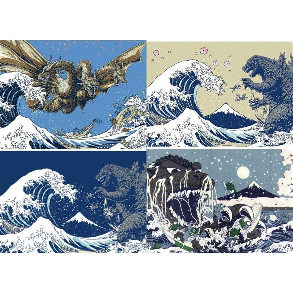 日本限定【Godzilla】哥吉拉 浮世繪 掛布 手帕巾 門簾 90x35cm | 哥吉拉收藏 手拭布