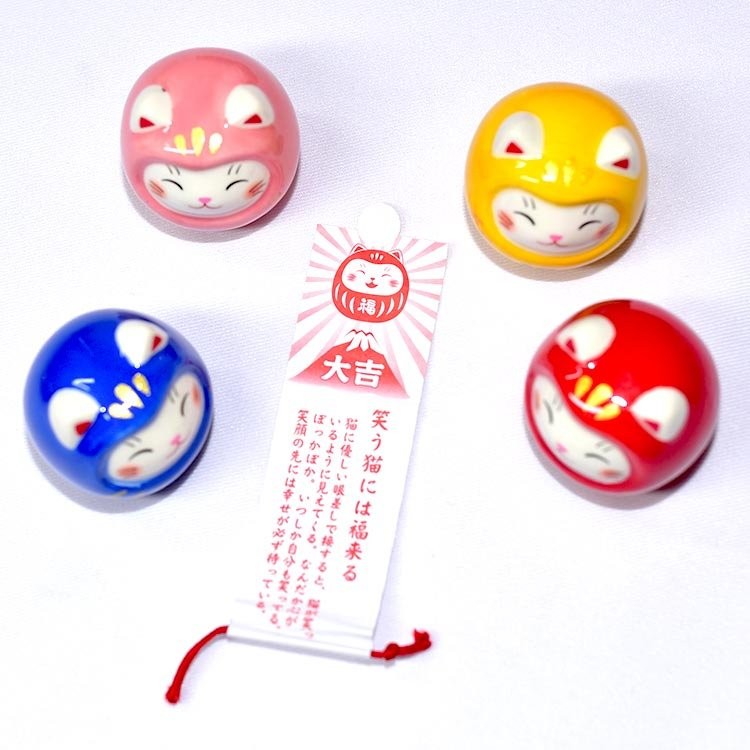 日本 藥師窯 達摩招財貓擺飾 附大吉籤詩 四色 | 幸運不倒翁 開運 招財 居家 辦公裝飾