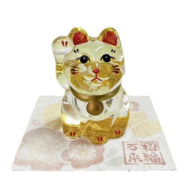 日本 藥師窯 金彩硝子 招財貓玻璃擺飾|店面裝飾 開店賀禮 招財小物