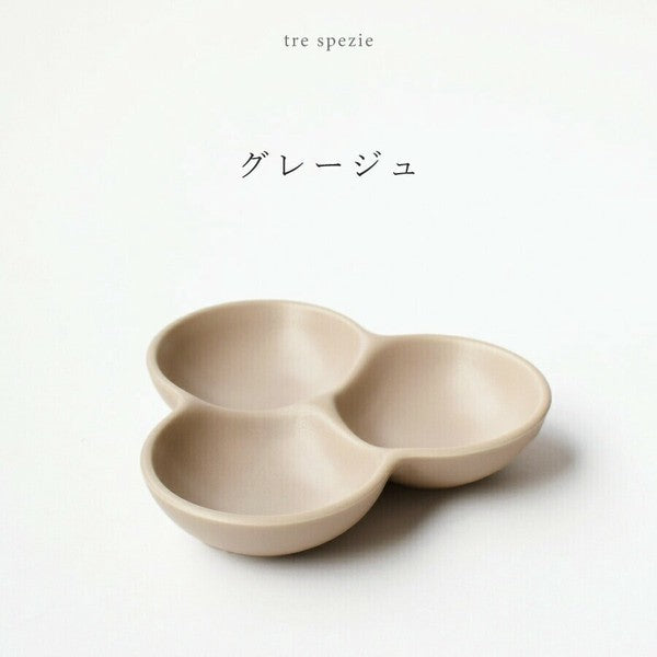 日本製 美濃燒 陶瓷三重調味盤 | 配料 配菜 醬料 漬物盤 拉麵 清粥 佐菜 調味碟