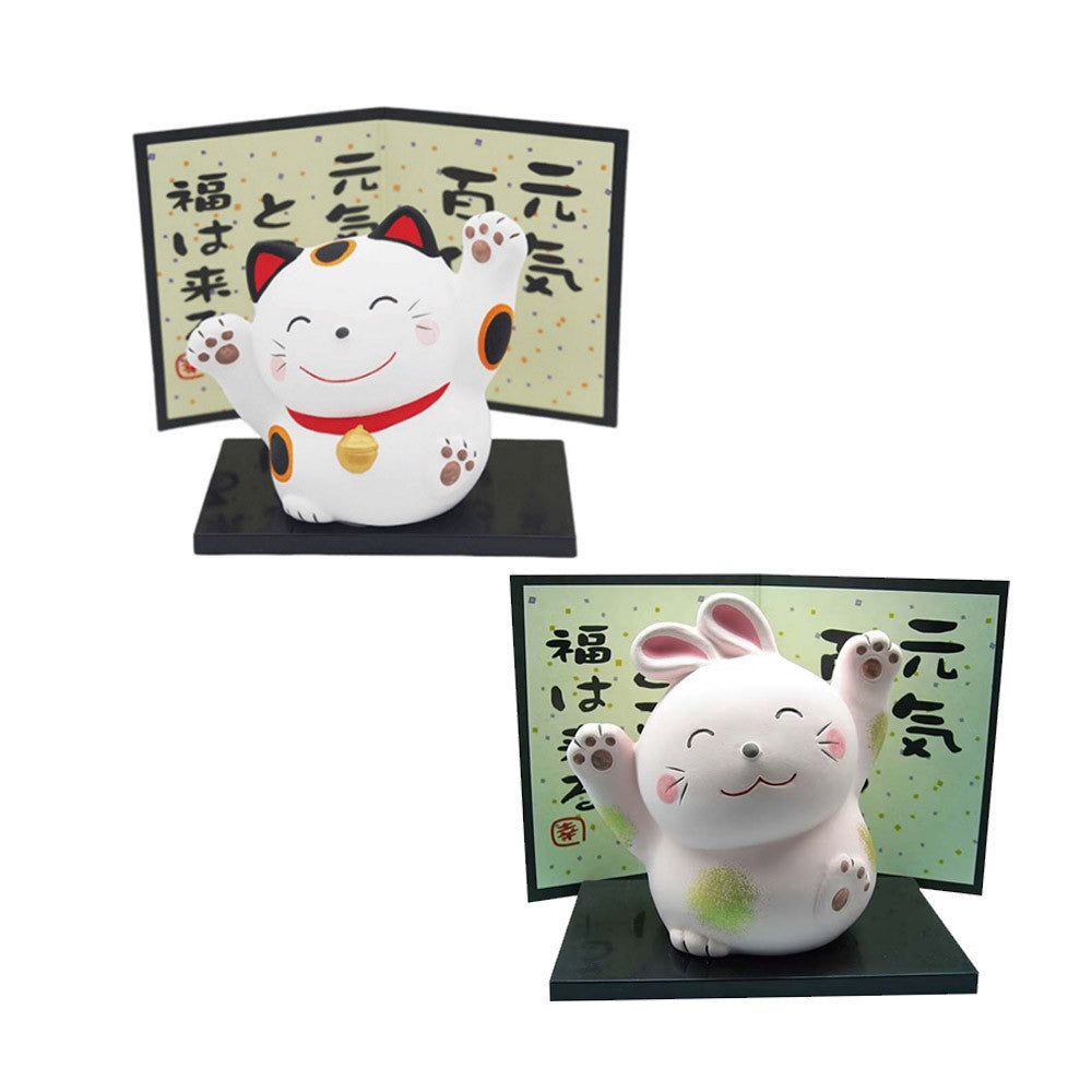 日本製 萬古燒 元氣招財貓 陶瓷 招財 福兔 吉祥擺件 招福開運 擺飾 玄關 客廳裝飾 送禮