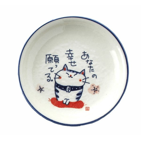 日本製 瀨戶燒 藍染福氣貓 5吋盤 | 點心盤 蛋糕盤 圓盤 小盤子 貓奴的碗