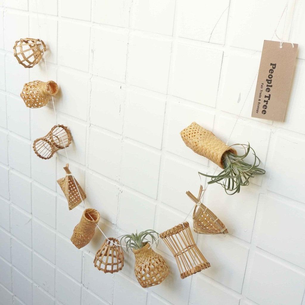 日本 People Tree 空氣鳳梨竹編吊盆裝飾架|室內盆栽 空氣鳳梨盆栽 植物裝飾