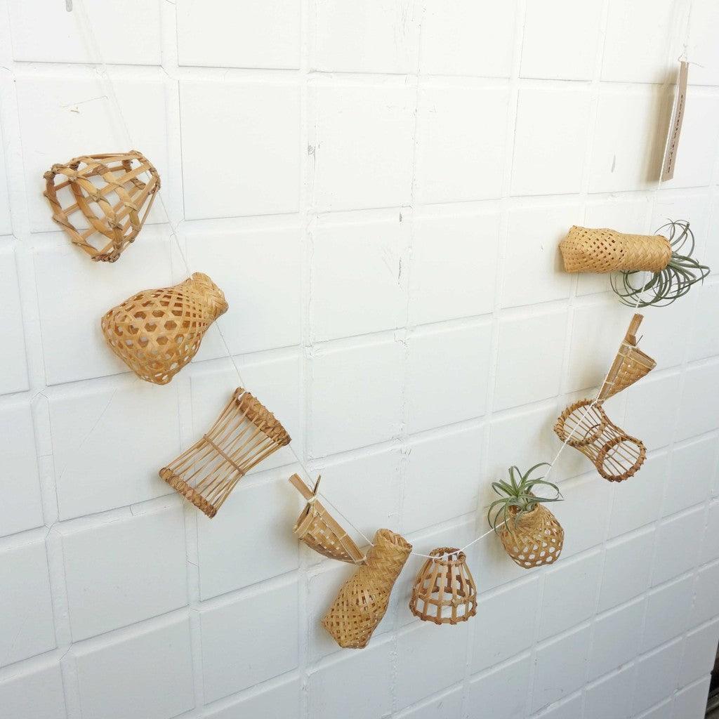 日本 People Tree 空氣鳳梨竹編吊盆裝飾架|室內盆栽 空氣鳳梨盆栽 植物裝飾