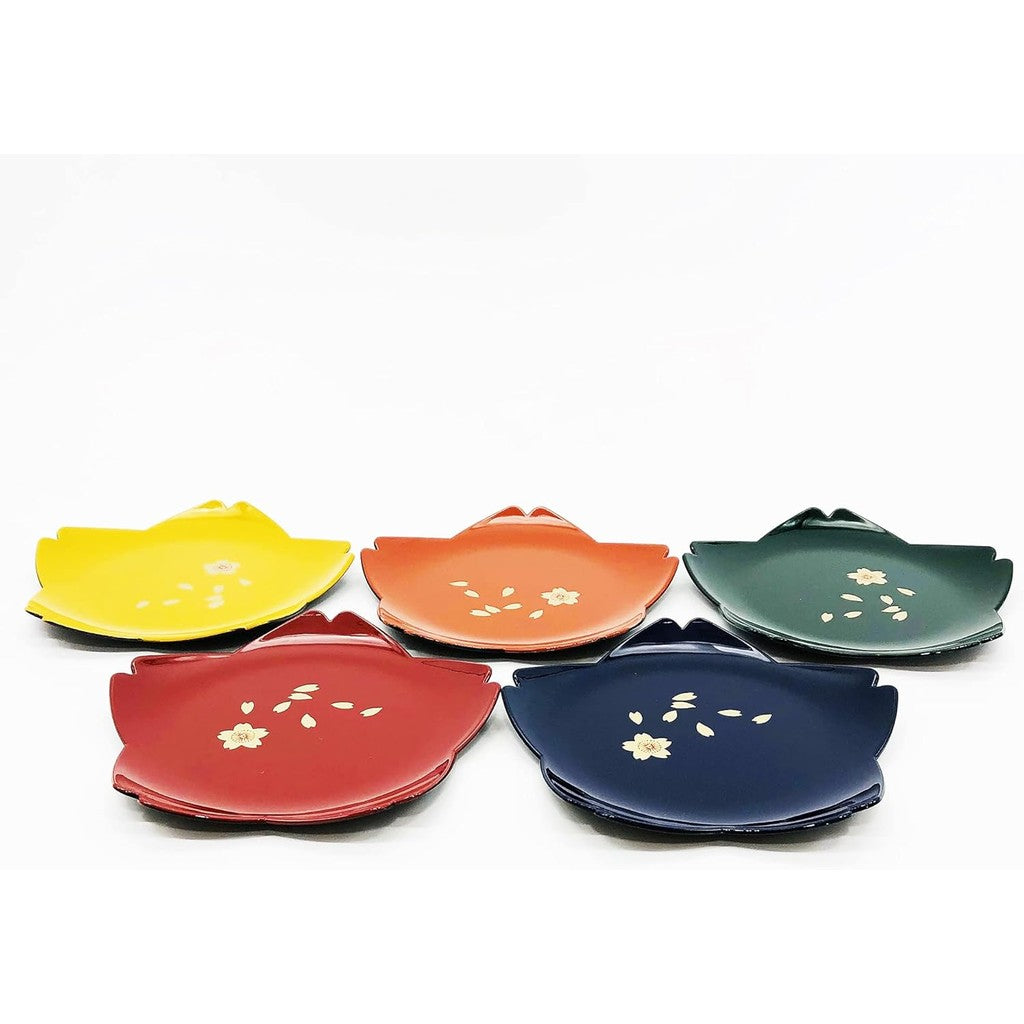 日本製 櫻花樹脂餐盤 禮盒組︱ 小碟 叉子 點心盤 和菓子