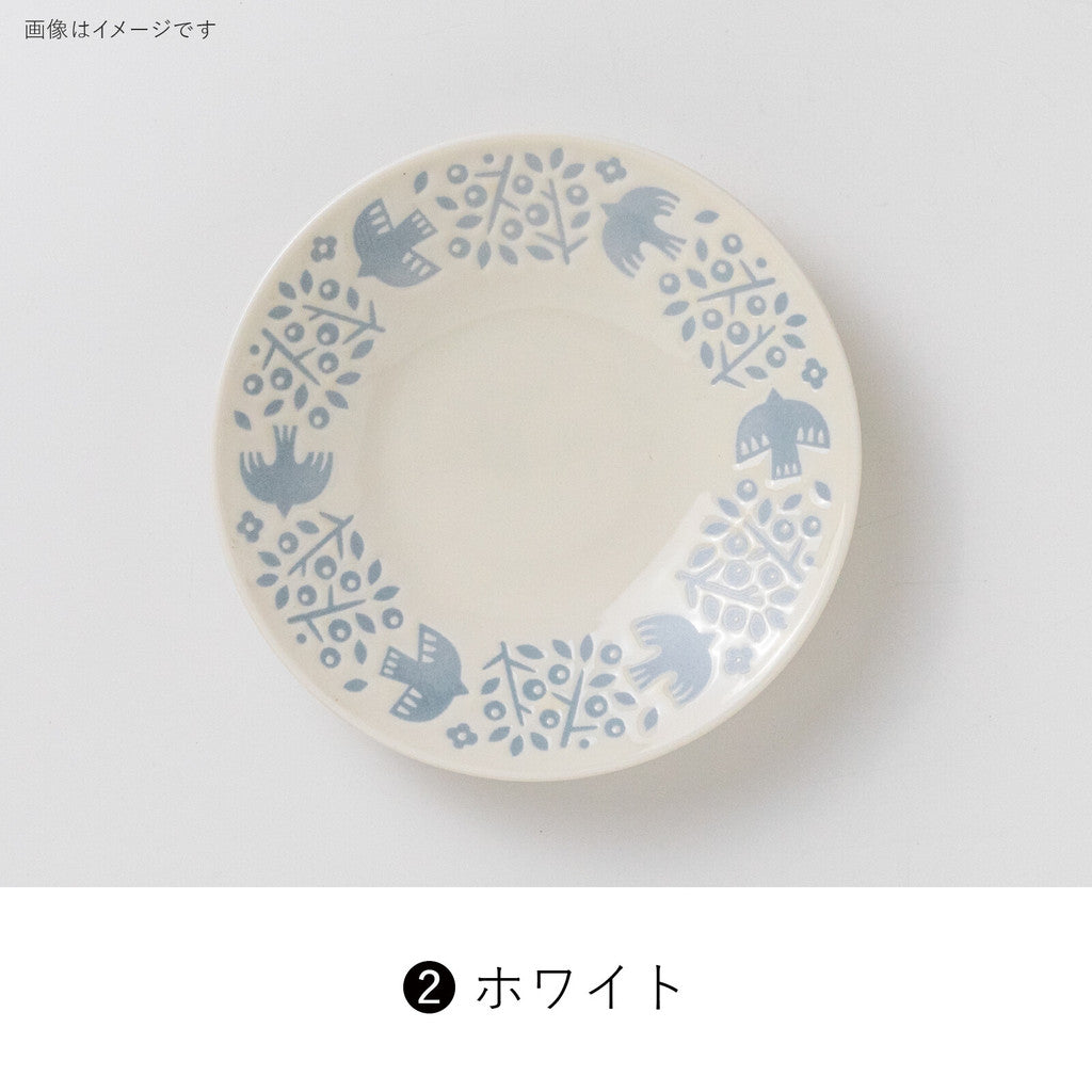 日本製 美濃燒 LINTU 小鳥植物盤子︱陶瓷盤 盤子 甜點盤 北歐風