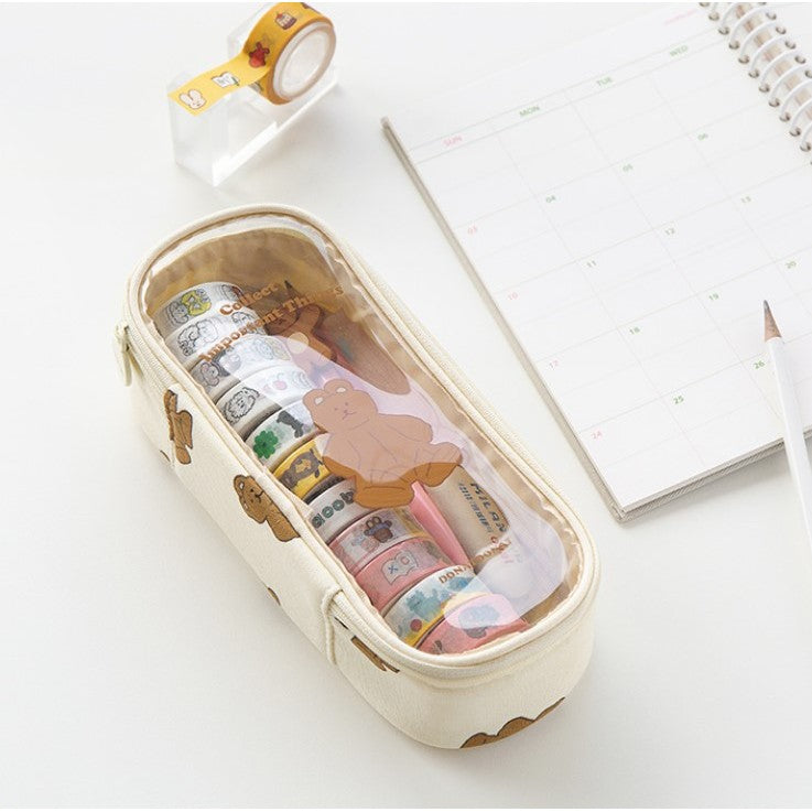 韓國 Romane 透明化裝包/鉛筆盒 | PVC化妝包 拉鍊化妝包 筆袋 小物收納包