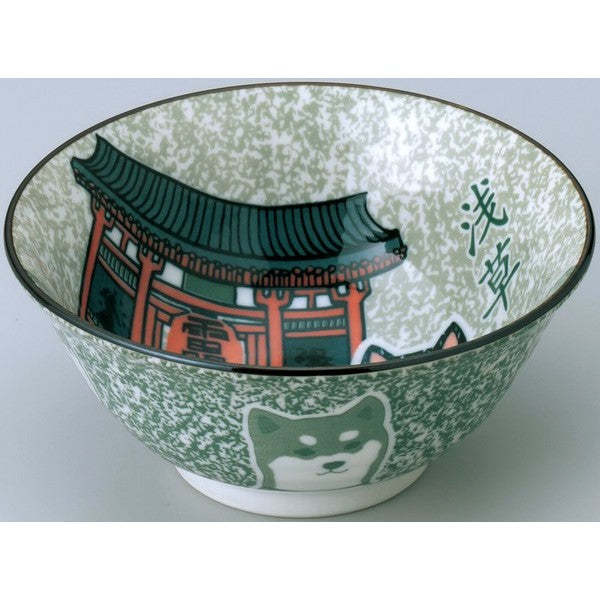 日本製 柴犬浪裏/淺草/京都碗盤 | 柴犬碗 紀念性禮物 浮世繪 碗盤