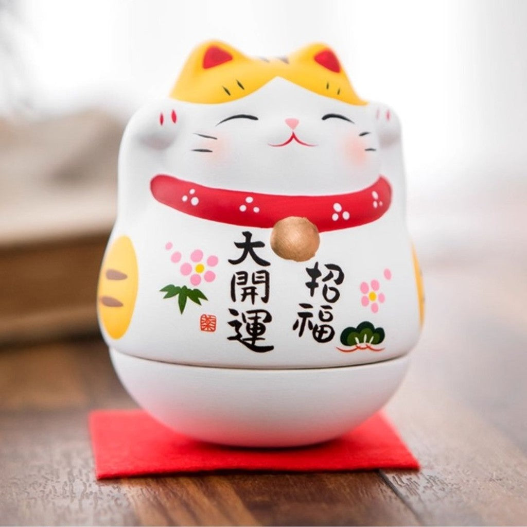 日本 藥師窯 不倒翁招財貓 8cm | 幸福不倒 招福大開運 辦公擺飾 桌面擺飾