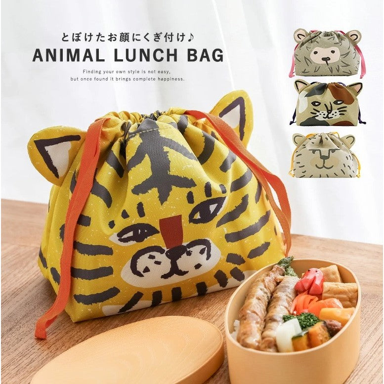日本 CDF 動物午餐便當袋 | 保溫袋 保冷袋 束口袋 三色碗餐袋