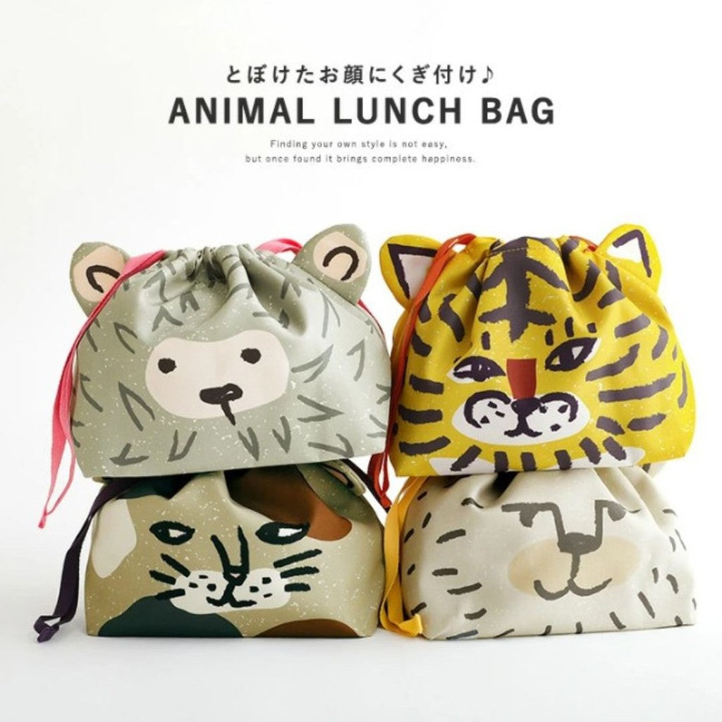 日本 CDF 動物午餐便當袋 | 保溫袋 保冷袋 束口袋 三色碗餐袋
