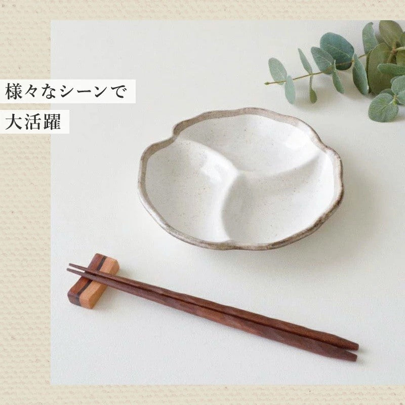 日本製 美濃燒 白唐津三格盤∣r菜盤 點心盤 水果盤 可堆疊