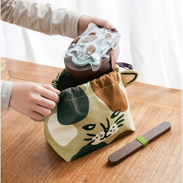 日本 CDF 動物午餐便當袋 | 保溫袋 保冷袋 束口袋 三色碗餐袋