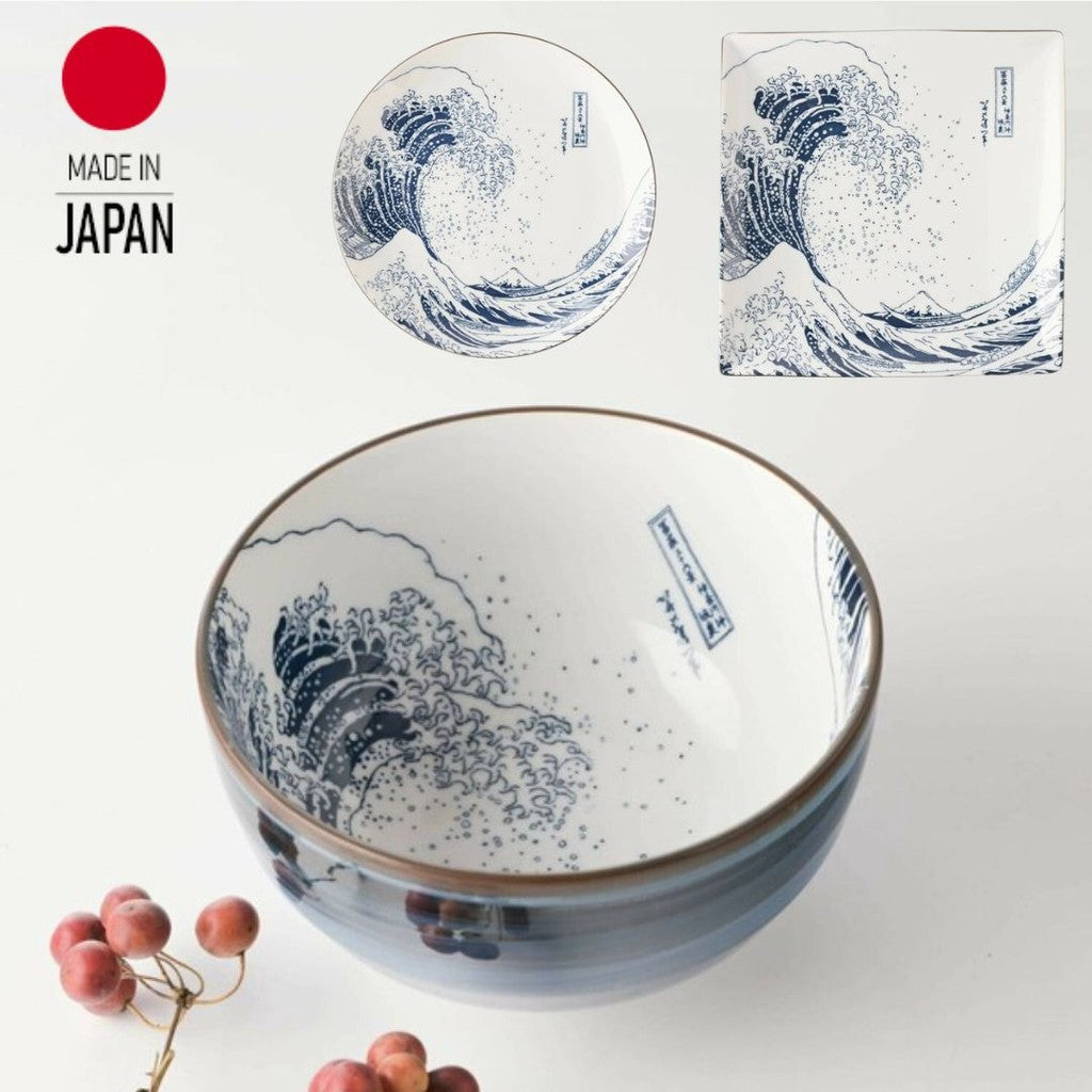 日本製 美濃燒 北齋富士碗盤 | 浮世繪碗盤 飯碗 富嶽三十六景 神奈川