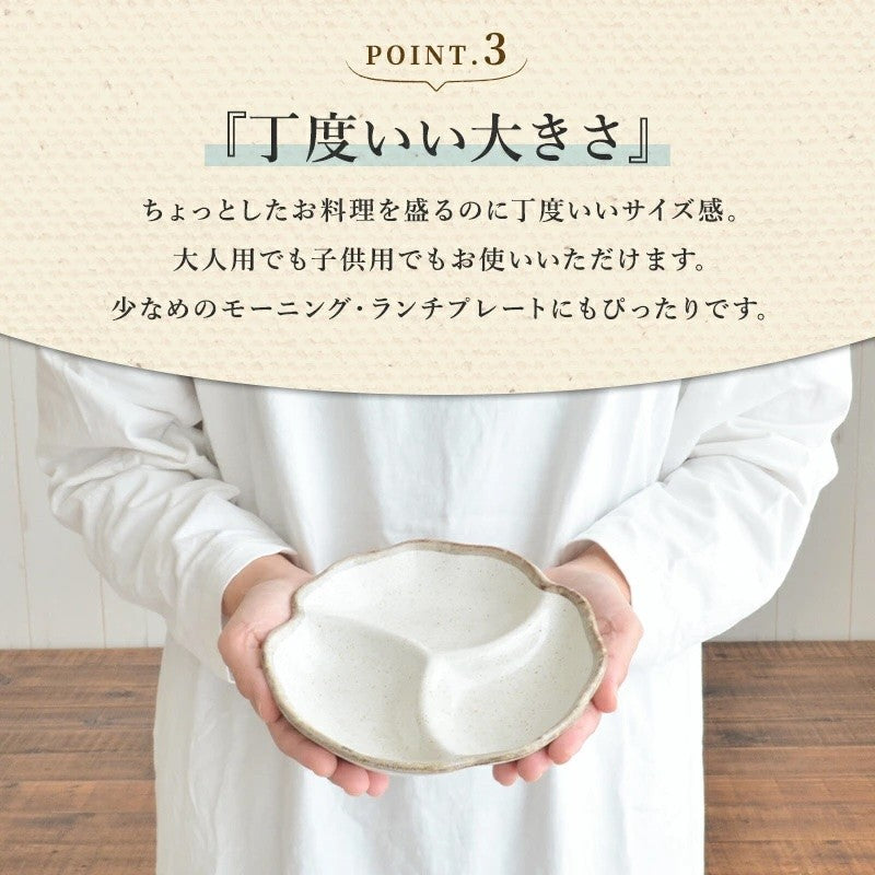 日本製 美濃燒 白唐津三格盤∣r菜盤 點心盤 水果盤 可堆疊