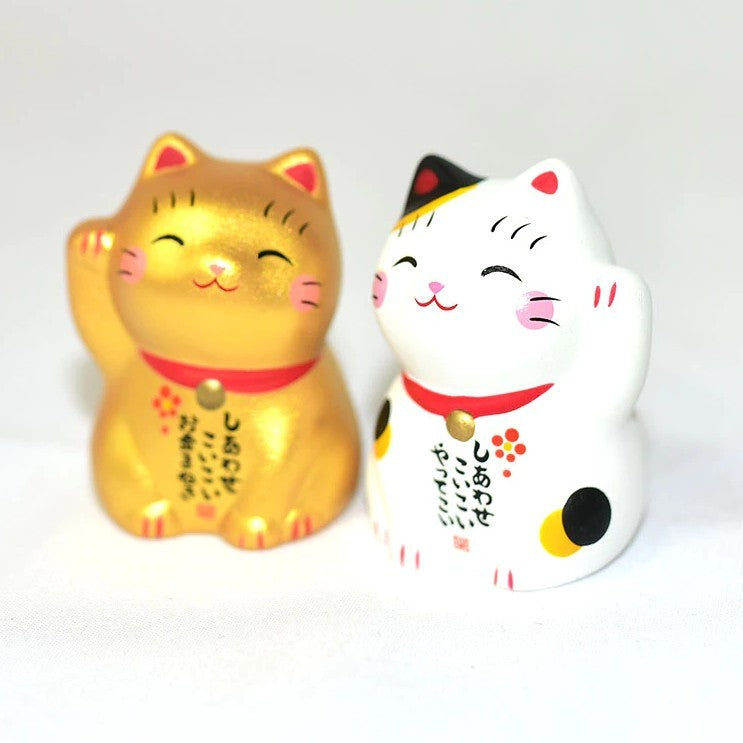 日本 藥師窯 錦彩招財貓擺飾 | 白 金 招財貓擺件 開運招福