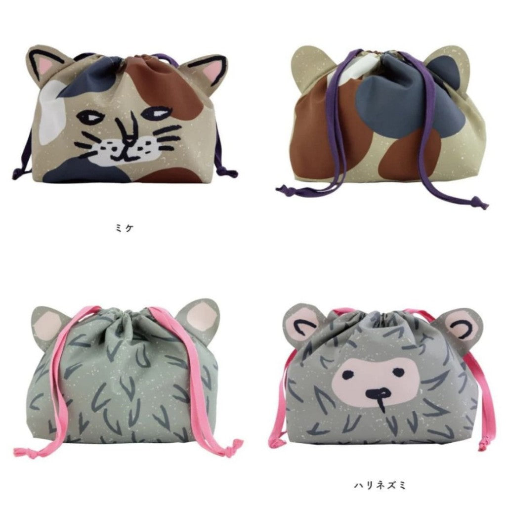 日本 CDF 動物午餐便當袋 | 保溫袋 保冷袋 束口袋 三色碗餐袋