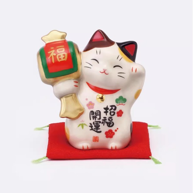 日本 藥師窯 彩繪招財貓 福財招財貓 | 金槌 開運招福 開運小物