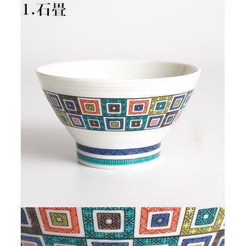 九谷燒 青郊窯 日本製彩繪飯碗和湯匙 11.5cm | 中國風 收藏碗 茶碗