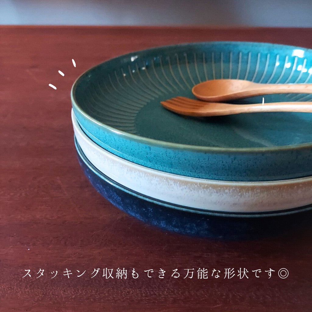 日本製 美濃燒 撥水十草 義大利麵盤︱深盤 圓盤 咖哩盤 盤子 三色可選