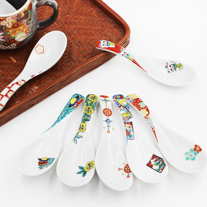 九谷燒 青郊窯 日本製彩繪湯匙 | 中華湯匙 湯匙 湯勺