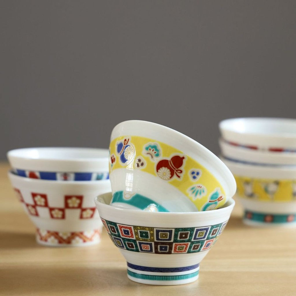 九谷燒 青郊窯 日本製彩繪飯碗和湯匙 11.5cm | 中國風 收藏碗 茶碗