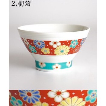 九谷燒 青郊窯 日本製彩繪飯碗和湯匙 11.5cm | 中國風 收藏碗 茶碗