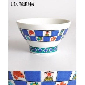 九谷燒 青郊窯 日本製彩繪飯碗和湯匙 11.5cm | 中國風 收藏碗 茶碗