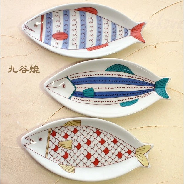 日本製 九谷燒 造型魚盤 | HAREKUTANI 陶瓷魚盤 長盤 禮盒 兩款尺寸