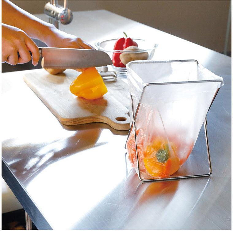 日本 CB JAPAN 可收合支架 不鏽鋼垃圾袋架 | 廚房浴室必備 露營垃圾夾