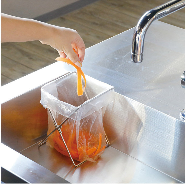 日本 CB JAPAN 可收合支架 不鏽鋼垃圾袋架 | 廚房浴室必備 露營垃圾夾