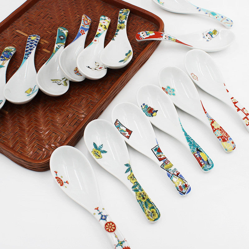 九谷燒 青郊窯 日本製彩繪湯匙 | 中華湯匙 湯匙 湯勺
