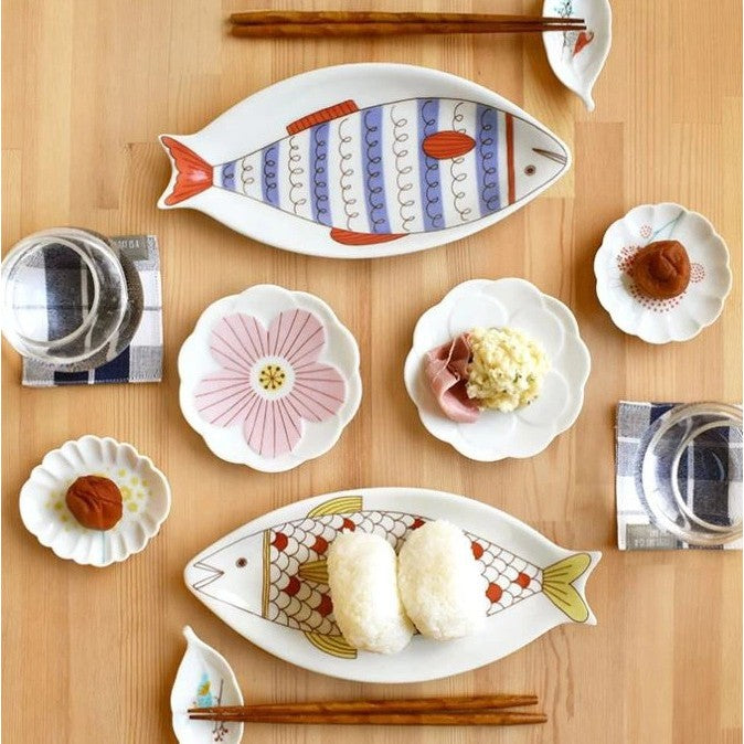 日本製 九谷燒 造型魚盤 | HAREKUTANI 陶瓷魚盤 長盤 禮盒 兩款尺寸