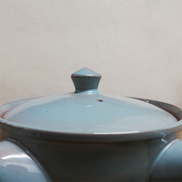 日本製 萬古燒 青瓷急須壺 370ml | 側把壺 手把陶瓷茶壺 簡易泡茶壺