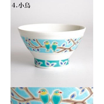 九谷燒 青郊窯 日本製彩繪飯碗和湯匙 11.5cm | 中國風 收藏碗 茶碗