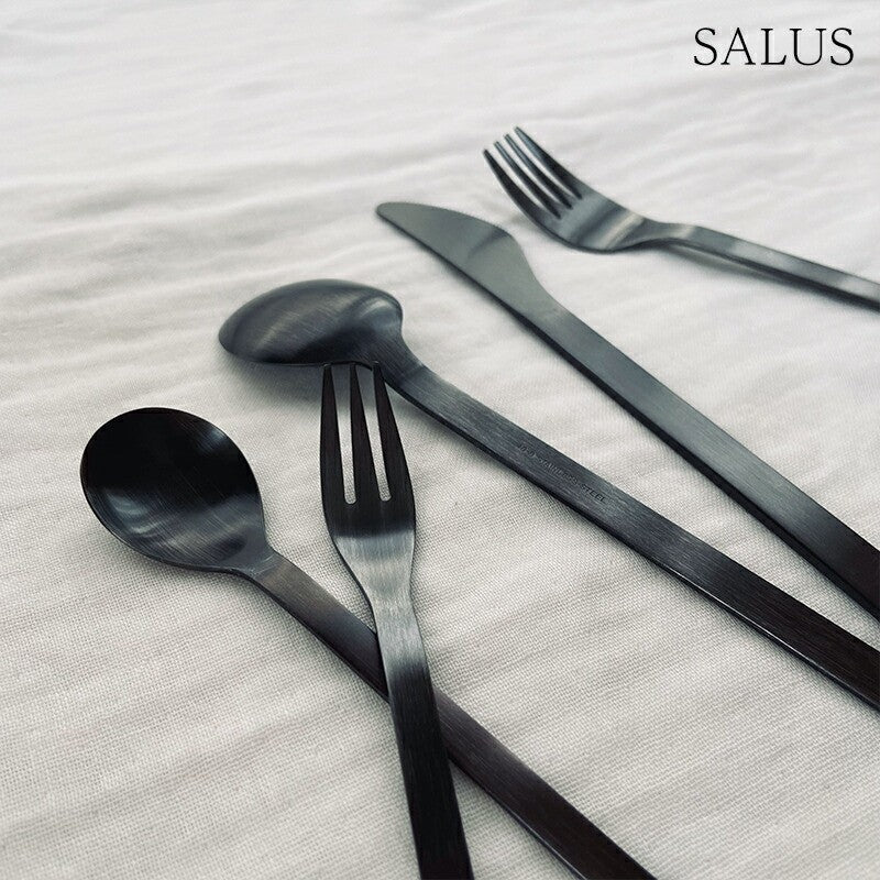 日本製 SALUS 燕三条 消光黑不鏽鋼餐具 | 點心匙 湯匙 刀叉 環保