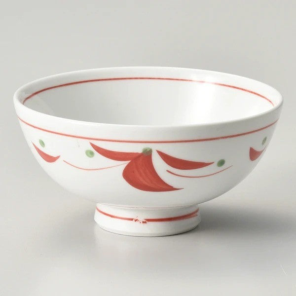 陶瓷碗 日本製 美濃燒 10cm|赤繪花 赤野花 壽喜燒碗 小碗 飯碗 美濃燒碗 日式碗 餐具碗 復古碗