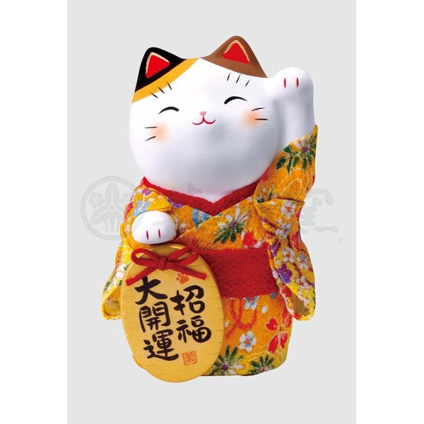 日本 藥師窯 陶瓷彩錦和服招財貓 | 緣起物 新年擺飾 開店擺件 開運招財 招財貓 招財 玄關擺件